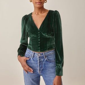 Reformation Henning Velvet Top